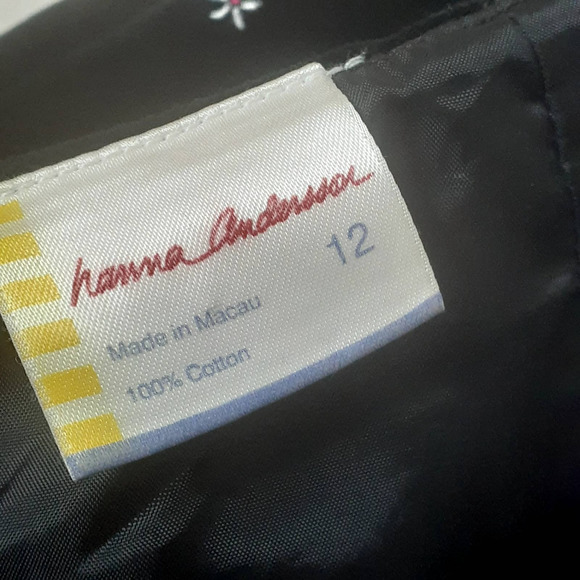 Hanna Andersson Black Crushed Velvet Embroidered With Flowers Lined Size 12 - Picture 5 of 5
